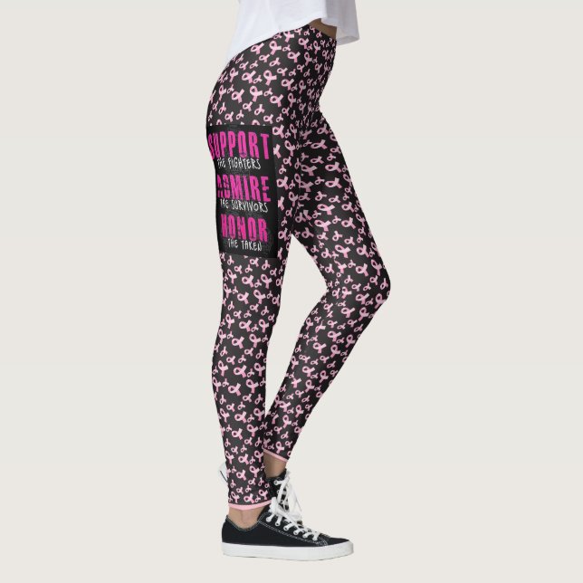 Legging Apoio ao cancer de mama Preto Legge SEU NOME (Direita)
