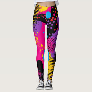 Legging Apresentação de cor abstrato no estilo de quadrinh