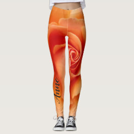 Legging Apricot Peach Rosa Flower Close (Fechar foto)