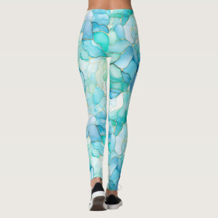 Legging Aqua Blue Marble Abstrato