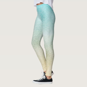 Legging Aqua e Dourada Folha de Ombre