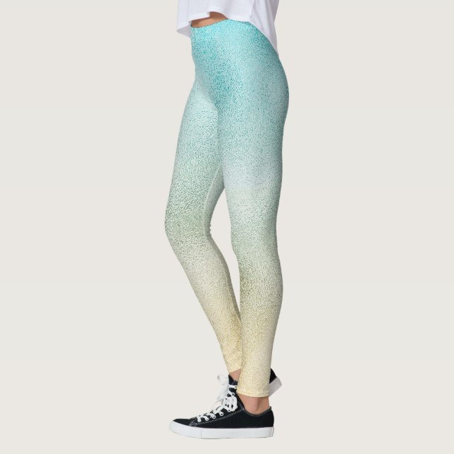 Legging Aqua e Dourada Folha de Ombre (Esquerda)