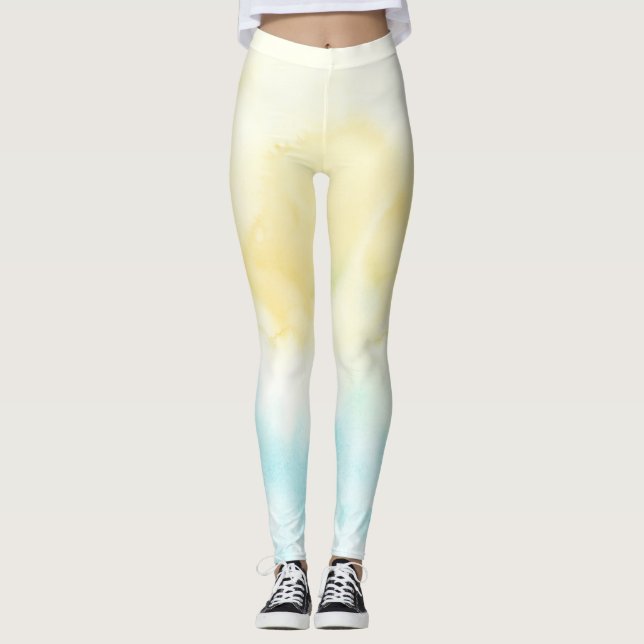 Legging Aqua Watercolor Amarelo (Frente)