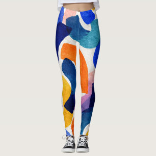 Legging Aquarela Abstrata Vibrante Artística Moderna