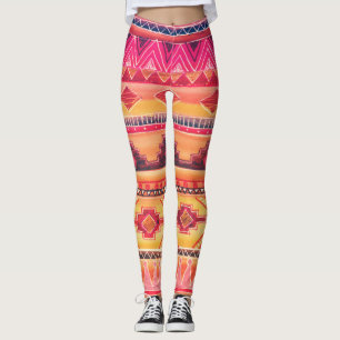 Legging Aquarela africana, padrão vibrante