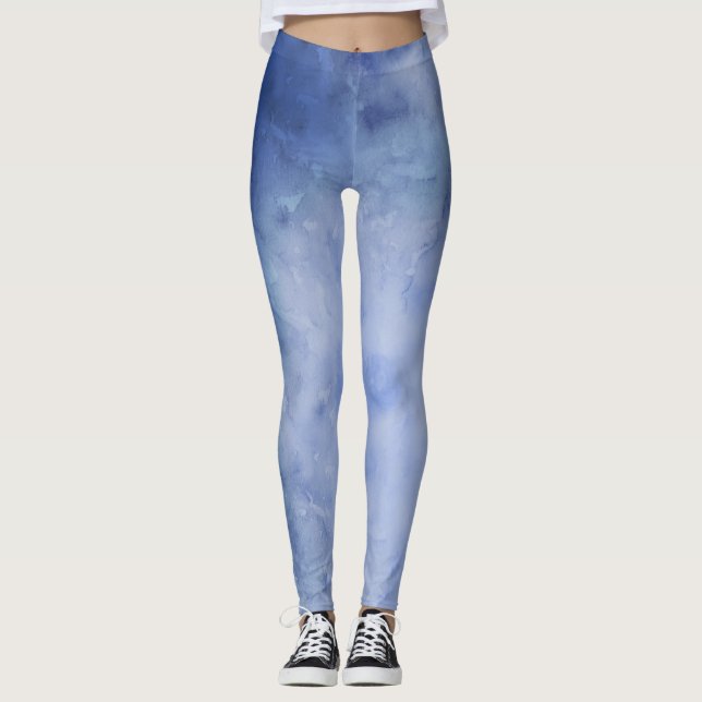 Legging Aquarela Azul e Branco (Frente)