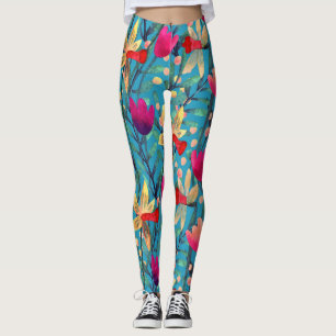Legging Aquarela Brilhante: Design Floral Sem Costura.