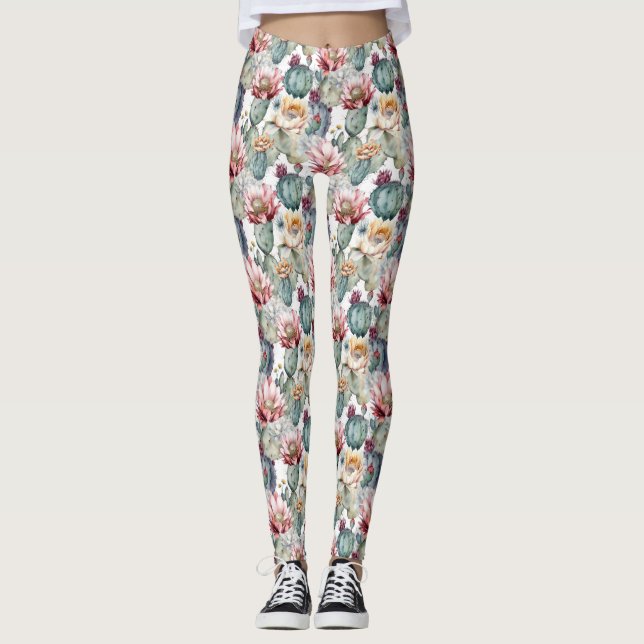 Legging Aquarela Cactos Sucultivos (Frente)