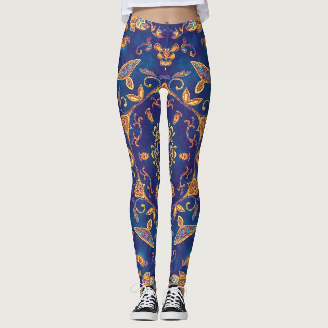 Legging Aquarela Caleidoscópio Mandala Design Oriental. (Frente)