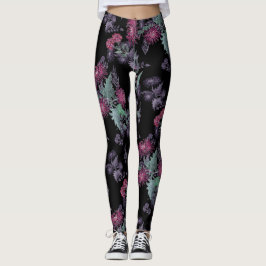 Legging Aquarela Chrysanthemum flores impressão de tinta f