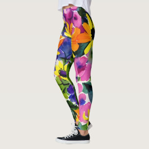 Legging Aquarela Colorida Arte Floral