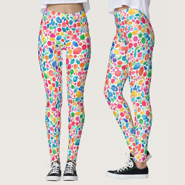 Legging Aquarela Colorida Divertida de Pontos e Arco-íris 