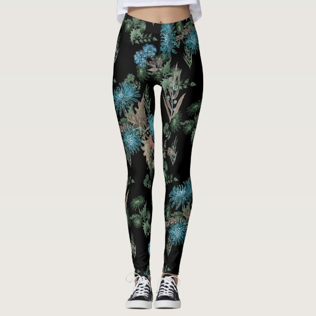 Legging Aquarela, crisântemos (Frente)