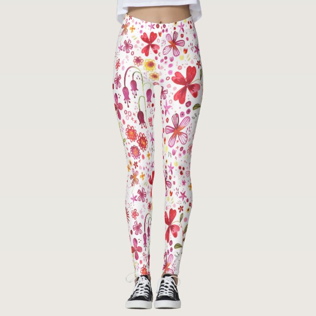 Legging Aquarela de Flor Selvagem (Frente)