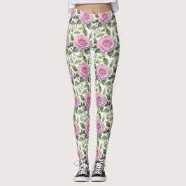 Legging Aquarela de Rosas Rosa e Lavanda