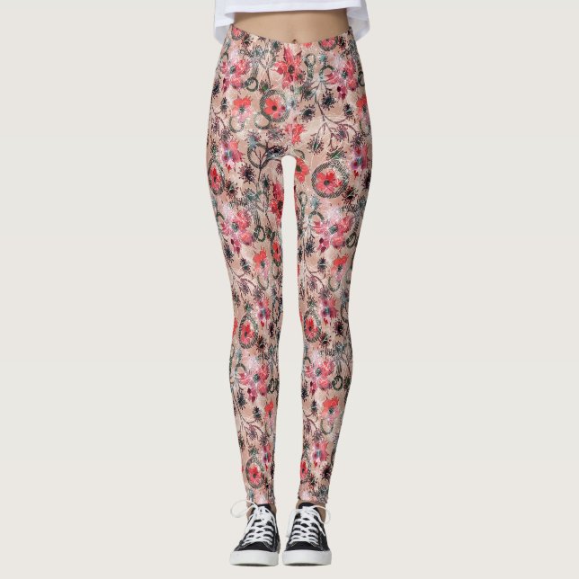 Legging Aquarela, flores. (Frente)