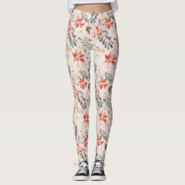 Legging Aquarela Flores De Inverno Holly Berries Patternad