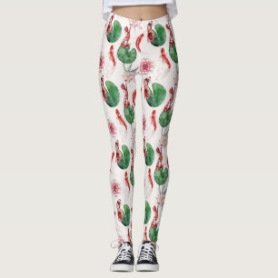 Legging Aquarela Japonesa Art Koi Fish Lotus Lily Pad