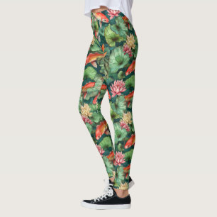 Legging Aquarela Koi e Lírios-Água
