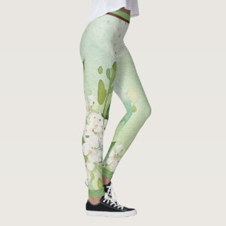 Legging Aquarela Moderna Flores Verde & personalizar