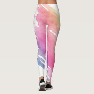 Legging Aquarela Óleo Pintura Arco-íris cores canvas Pince