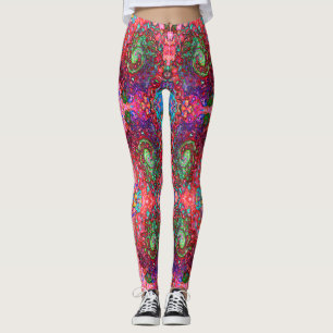 Legging Aquarela Red Groovy Abstrato Retro Líquido Redemoi