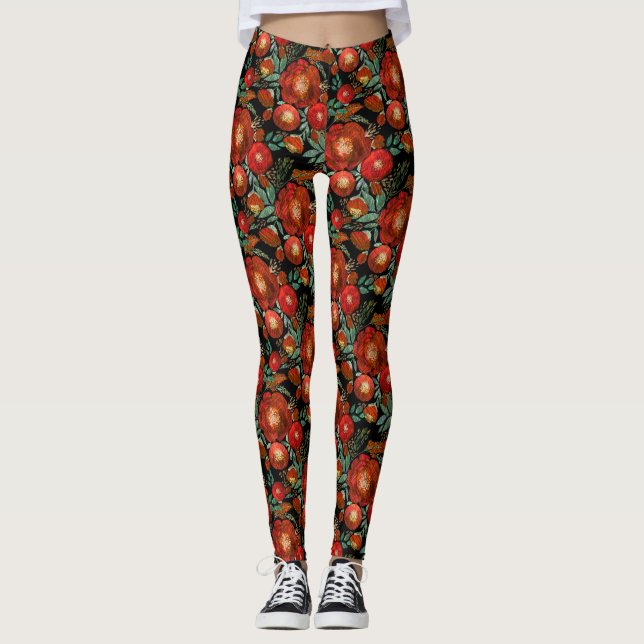 Legging Aquarela, rosas. (Frente)