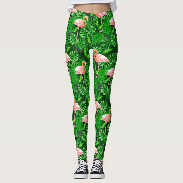 Legging Aquarela tropical Flamingo (Frente)