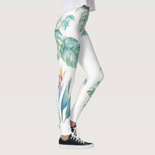 Legging Aquarela tropical Floral e Verde