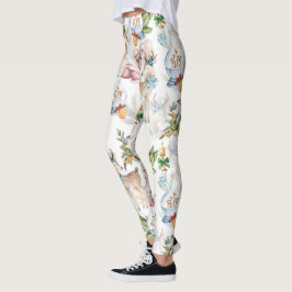 Legging Aquarela, veado e pássaro de inverno