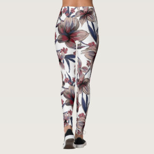 Legging Aquarelas Crimson Floral em Branco