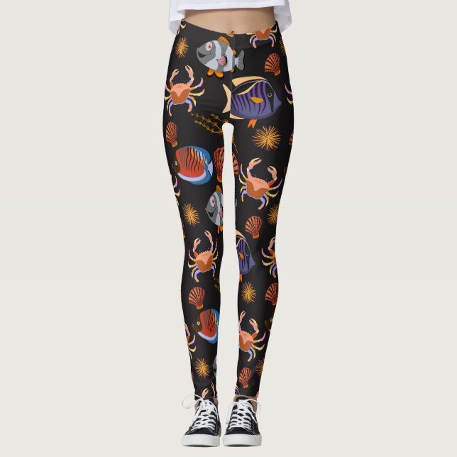 Legging Aquatic animals pattern | ocean underwater life 11 (Frente)