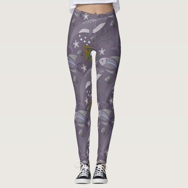 Legging Aquatic animals pattern | ocean underwater life 24 (Frente)