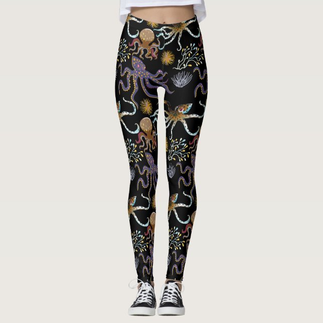 Legging Aquatic animals pattern | ocean underwater life 29 (Frente)