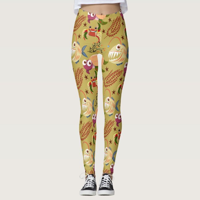 Legging Aquatic animals pattern | ocean underwater life 31 (Frente)