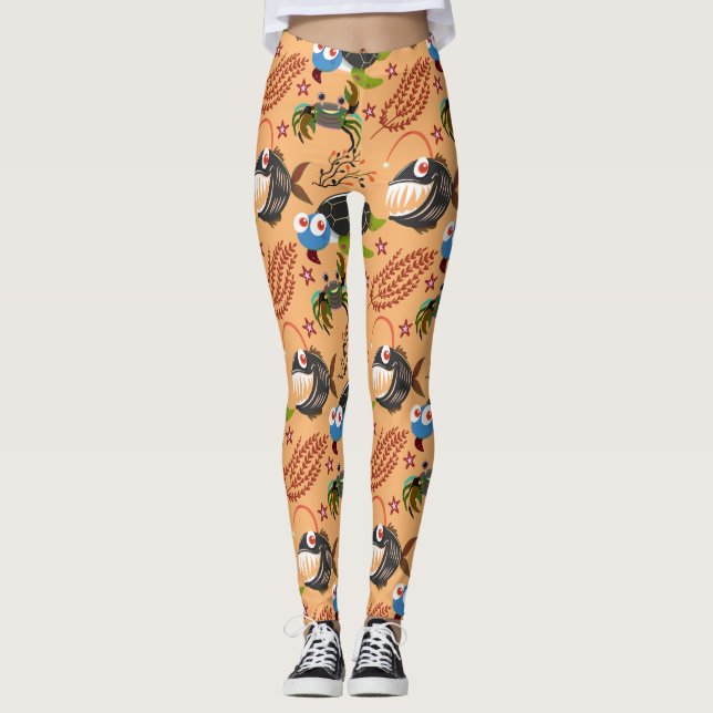 Legging Aquatic animals pattern | ocean underwater life 32 (Frente)