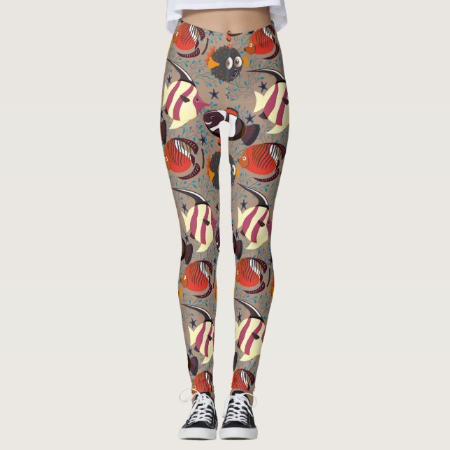 Legging Aquatic animals pattern | ocean underwater life 41 (Frente)