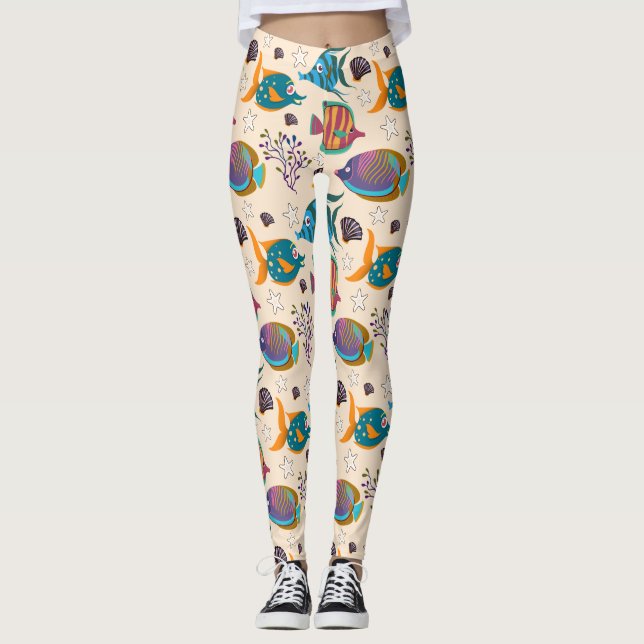 Legging Aquatic animals pattern | ocean underwater life 5 (Frente)