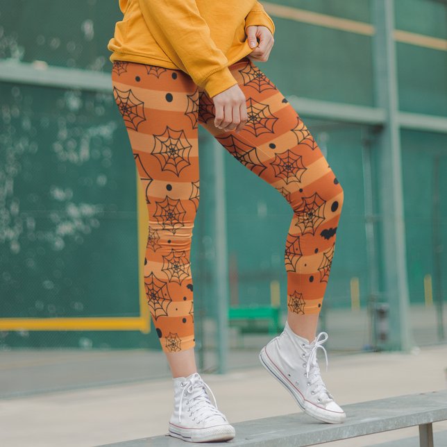 Legging Aranha-Aranha Laranja Moderna do Halloween (Criador carregado)