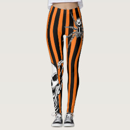 Legging Aranha-De-Esqueleto De Halloween Preta