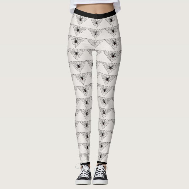 Legging Aranha de Viúva Preta com Marcação Vermelha na Web (Frente)