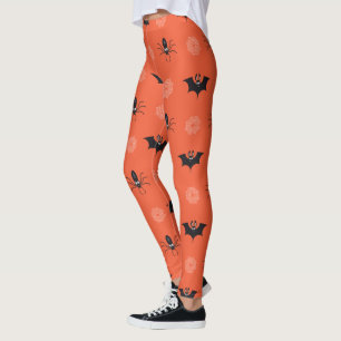Legging Aranha do Halloween, morcego e padrão cobweb