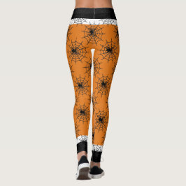 Legging Aranha-do-Halloween preto e laranja