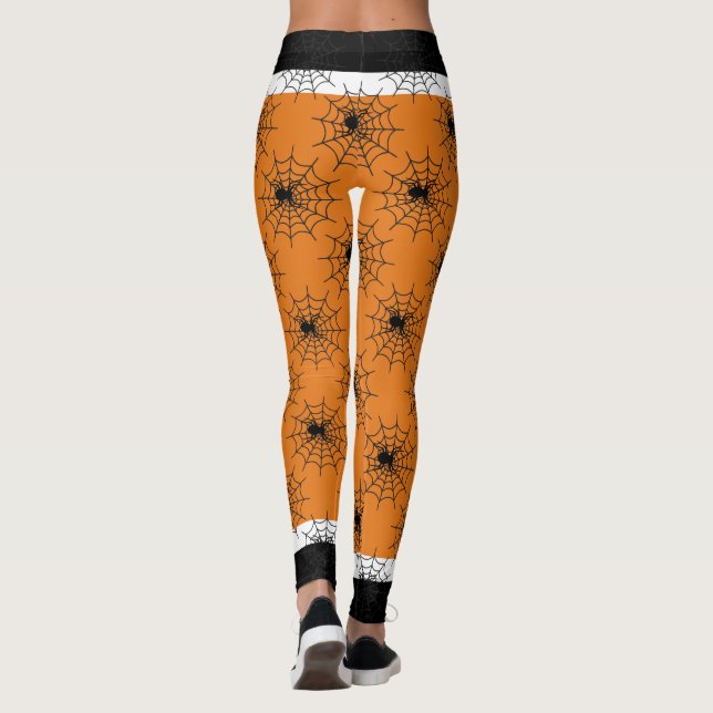 Legging Aranha-do-Halloween preto e laranja (Verso)