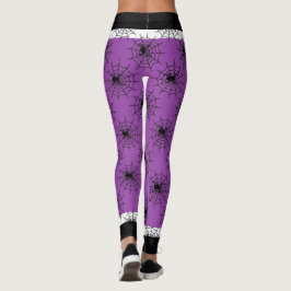 Legging Aranha-do-Halloween preto e roxo