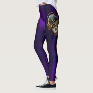 Legging Aranha Steampunk no fundo roxo