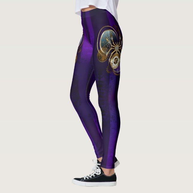 Legging Aranha Steampunk no fundo roxo (Esquerda)