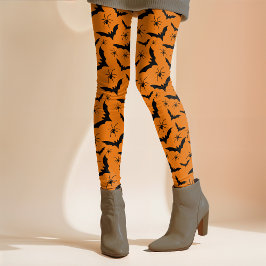 Legging Aranhas do Halloween Bats Espantam Laranja-Frio-Fr