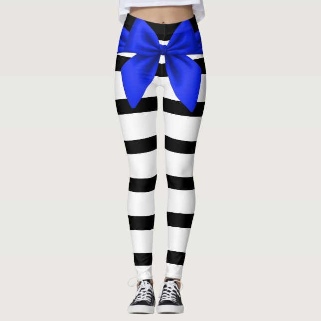 Legging Arco Azul com Stripe Preta e Branca (Frente)