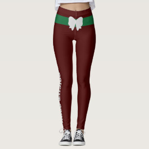 Legging Arco de Natal Personalizado Vermelho Escuro Pinhei